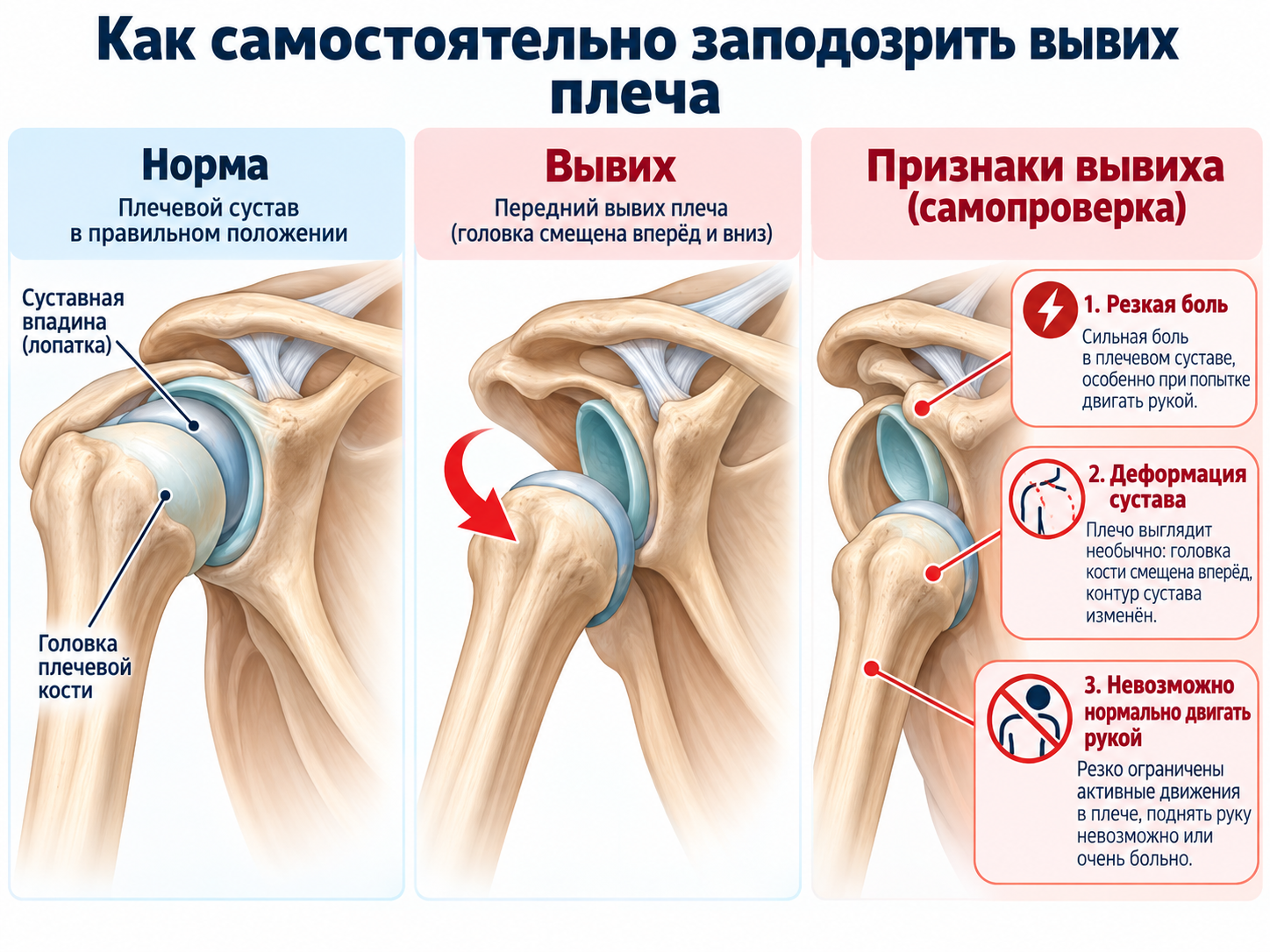 Как диагностировать вывих плеча самостоятельно