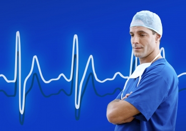 Canva - Doctor on Heart Rate Background
